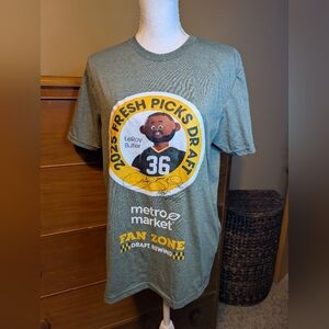 GREEN BAY PACKERS Heathered Green Short Sleeve Tshirt Sz M